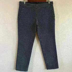 Tory Burch Polka Dot Cropped Pants Cotton Blend Blue White Women Size 8